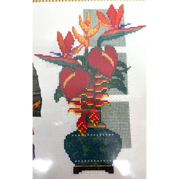 Cross Stitch Pattern Pattern "Local Flowers" Bird Of Paradise & Anthuriums By Ma - Picture 1 of 3